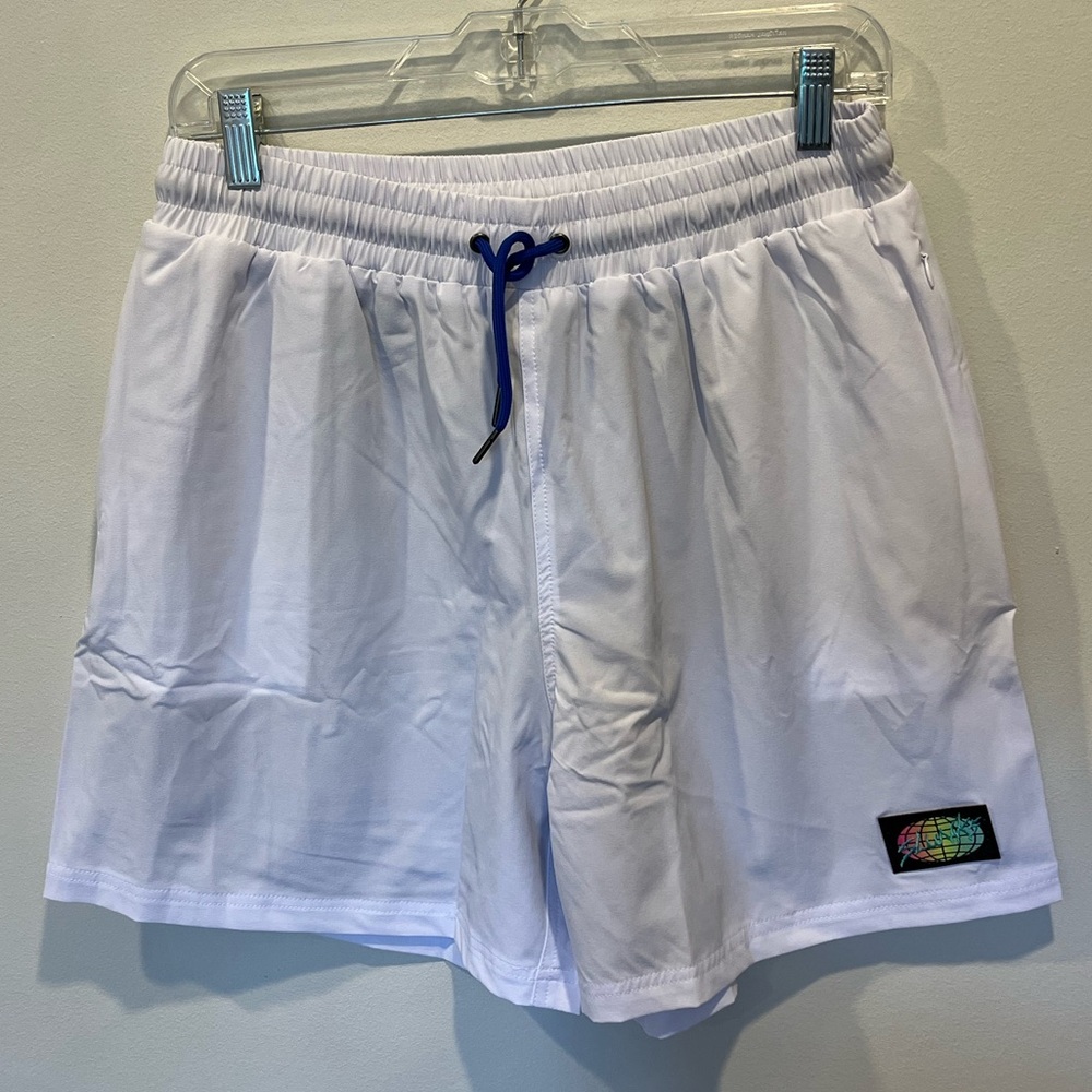 Men’s Slunks Great Whites 5”Shorts with Blue Drawstring, Large